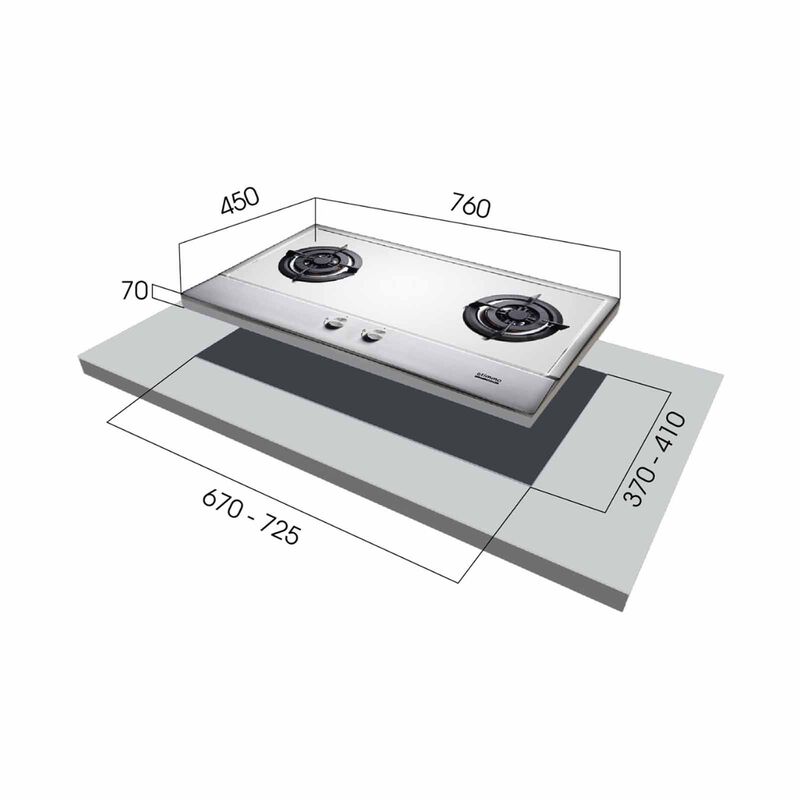 OTIMMO Stainless Steel Gas Hob (80cm) (lpg) (exclude Installation) EBH3280E LPG-image 2