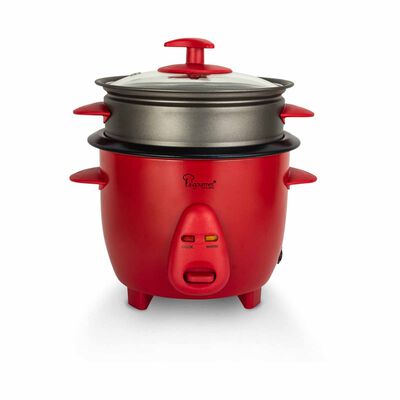LA GOURMET 0.6l Rice Cooker With Non-stick Steamer - Red LGELRC413130