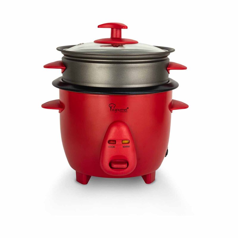 LA GOURMET 0.6l Rice Cooker With Non-stick Steamer - Red LGELRC413130-image null