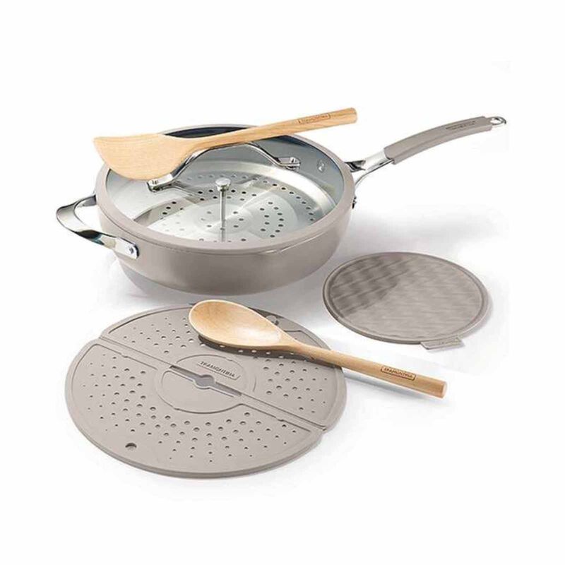 TRAMONTINA All-in-one Plus 7 Pcs Wok Pan Set 30cm - Grey 80110015-image 1