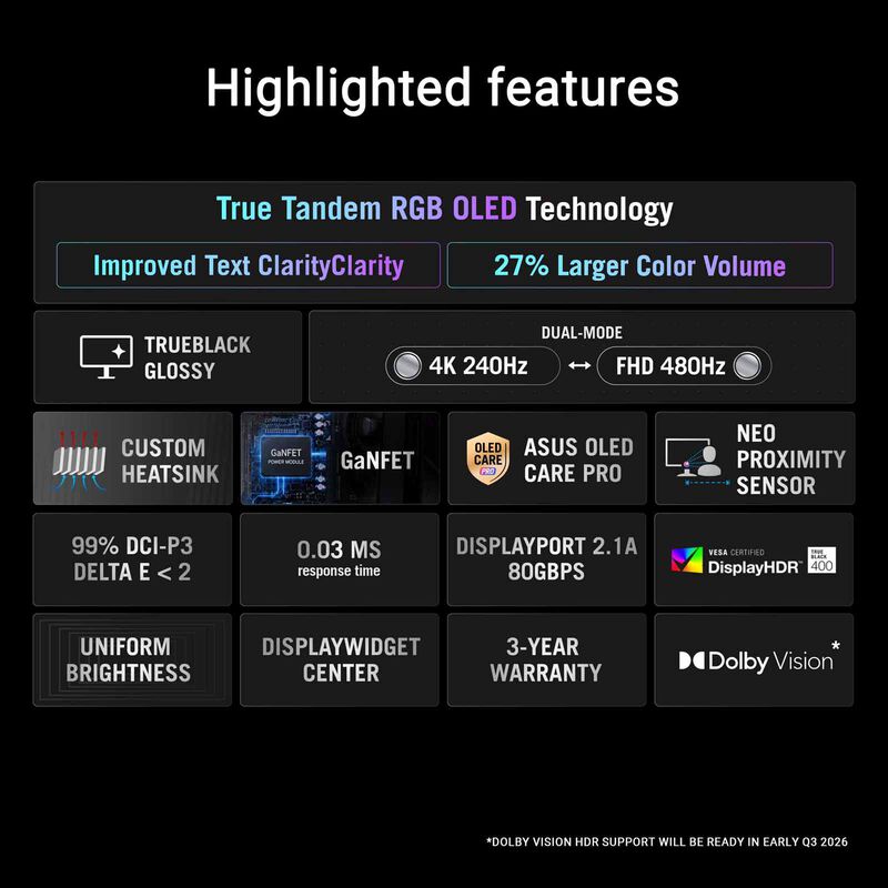 ASUS 26.5in Rog Swift Uhd 240 Hz Tandem Rgb Woled Monitor PG27UCWM-image 8