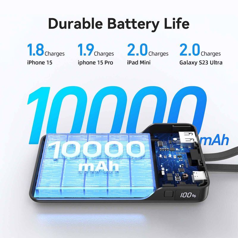 MAZER Powercharge Link 10000mah Pd35w With Built-in C-cable Powerbank - Blackgrey M-PC35L10V3-BG-image 4