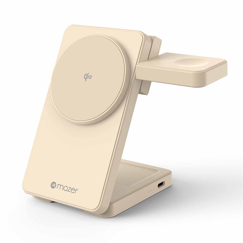 MAZER Qi2 Foldable 3in1 Total 25w Wireless Charging Stand-desert Titanium M-QI2-MAGFOLD06-DT-image 1