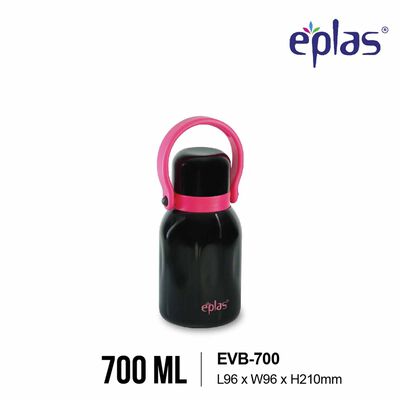 EPLAS 316 Double-walled Stainless Steel One Touch Thermal Bottle With Handle (700ml) - Black/pink EVB-700