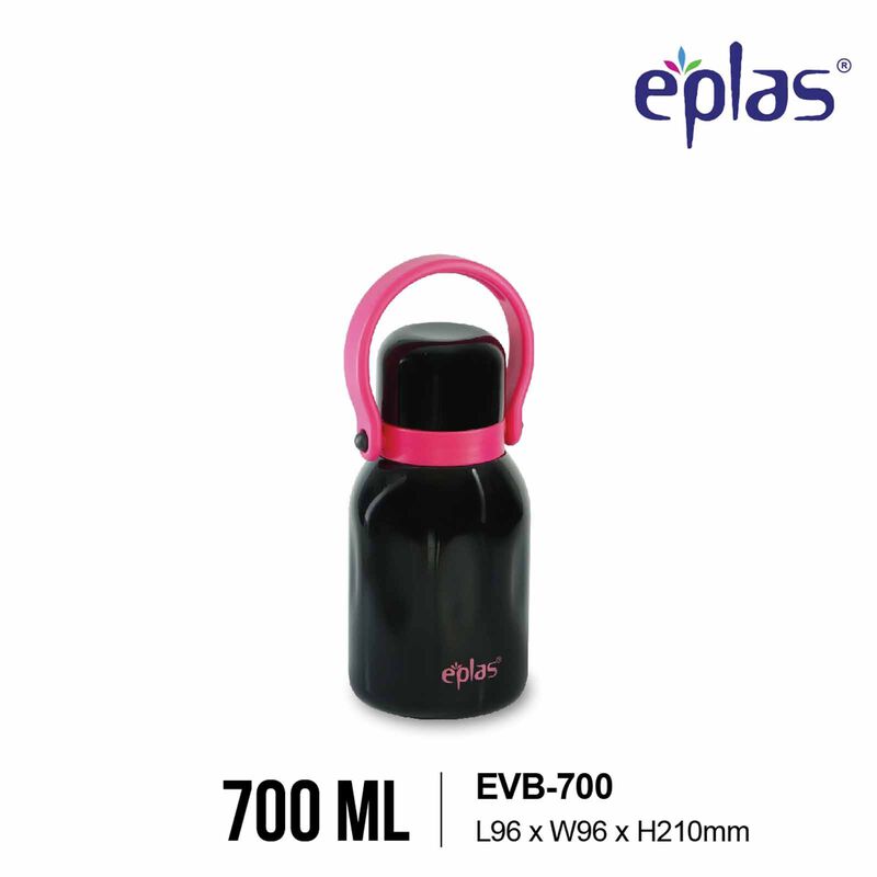 EPLAS 316 Double-walled Stainless Steel One Touch Thermal Bottle With Handle (700ml) - Black/pink EVB-700-image 1