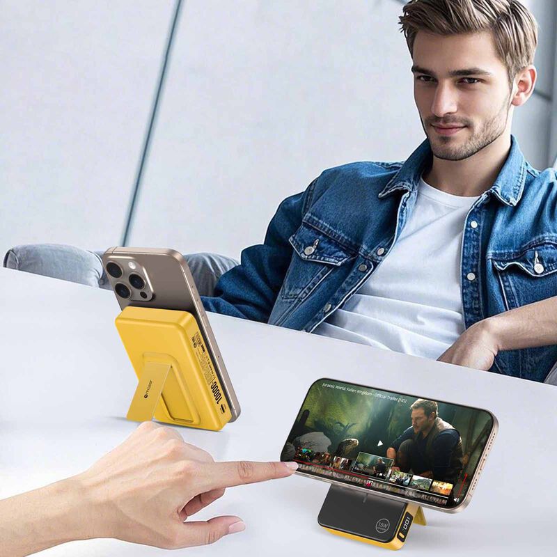 MAZER Magnetic 15w 10,000mah/pd30w With Istand Power Bank-sol M-MAGAIR20-SOL-image 3