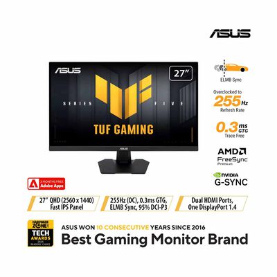 ASUS 27in Tuf Gaming Qhd 255hz Ips Gaming Monitor VG27AQME5F