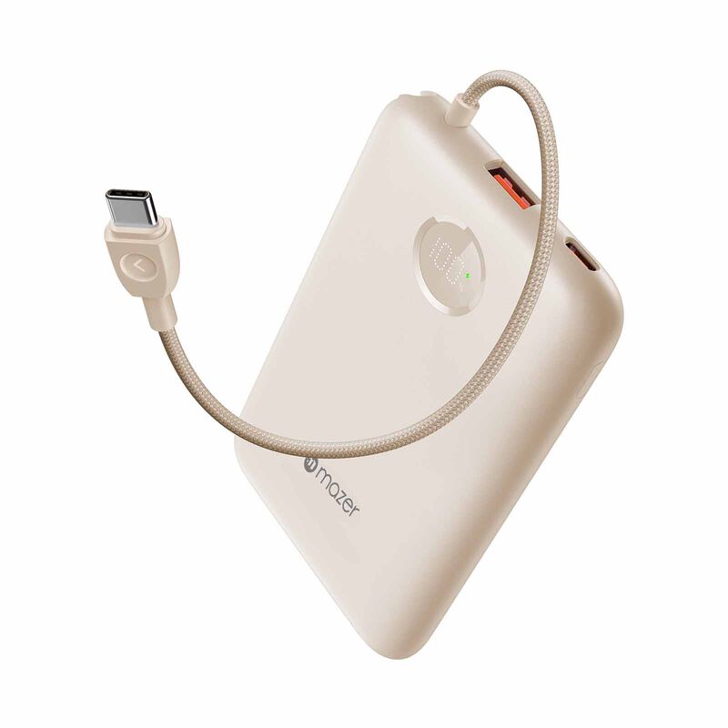 MAZER Powercharge Link 10,000mah Built-in Usb-c Cable Pd20w Power Bank-cream M-PC20LINK10V2-CM-image 2
