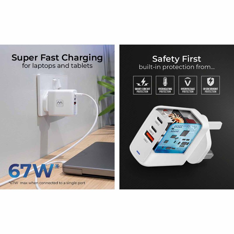 MASTERPLUG 67w Usb A+2c Fast Gan Charger USBPLGACC67W/U-image 2