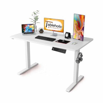 TABLEHOLIC Single Motor Desk (white) - 120x60cm COMPACT