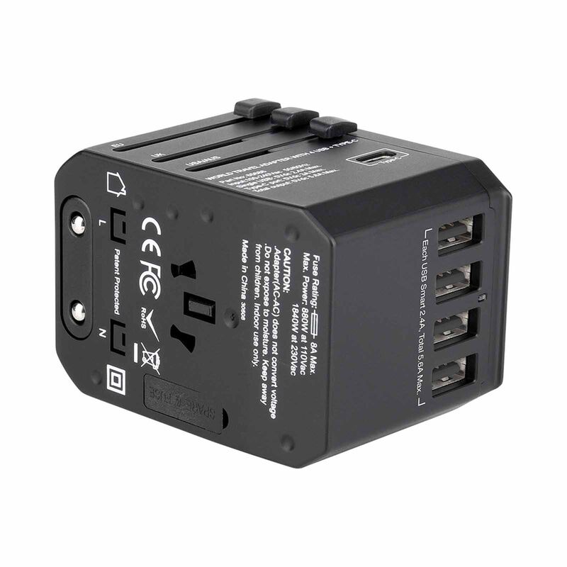 VERBATIM Universal Travel Adapter - 5 Port (1 Type C, 4 Usb) Black VM65686-image 5