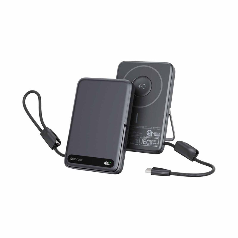 MAZER Maglink 10,000mah Magnetic 15w/apple Watch Charging/usb-c Pd27w Cable Power Bank - Black M-MAGLINK19-BK-image 1