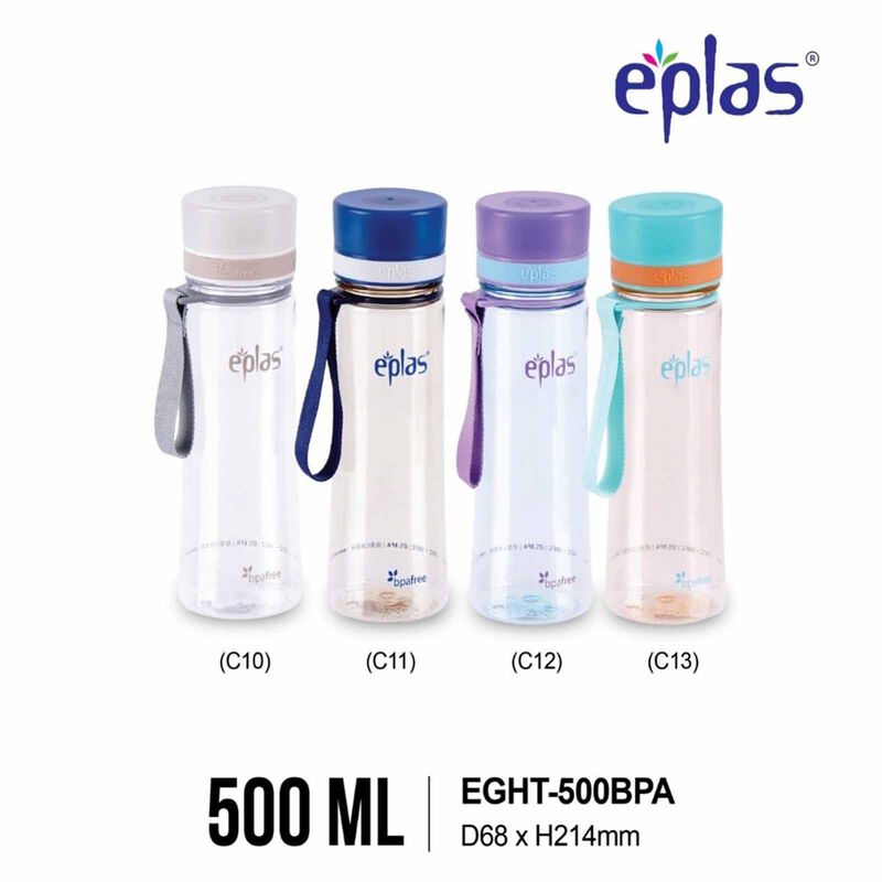 EPLAS Clear Water Bottles - Blue - Eplas Eght-500bpa (500ml) EGHT-500 - BLUE - EDLP-image null