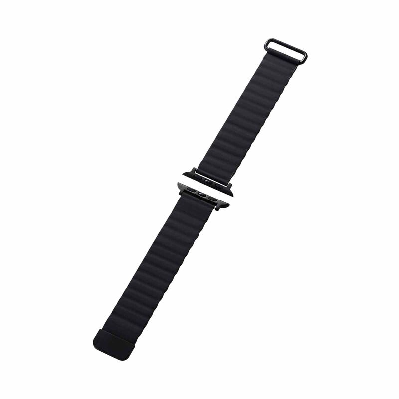ELECOM Magnetic Soft Leather Apple Watch Band 49/45/44/42mm (black) AW-45BDLMAGBK-image 1