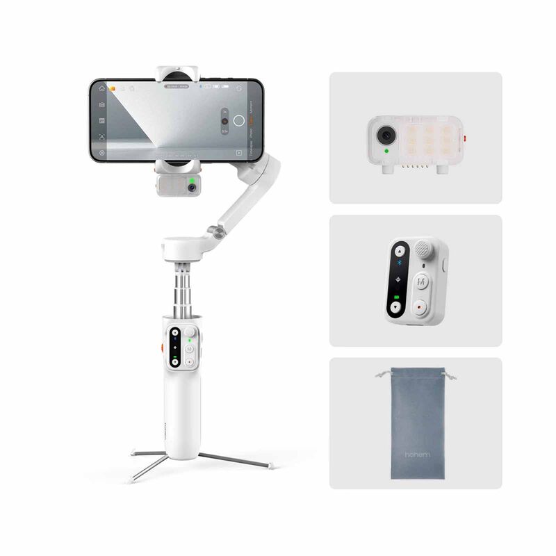HOHEM Isteady V3 3-axis Palm Smartphone Gimbal Ai Visual Tracking White W/ Selfie Stick HT-ISTEADY V3-WHITE-image 3