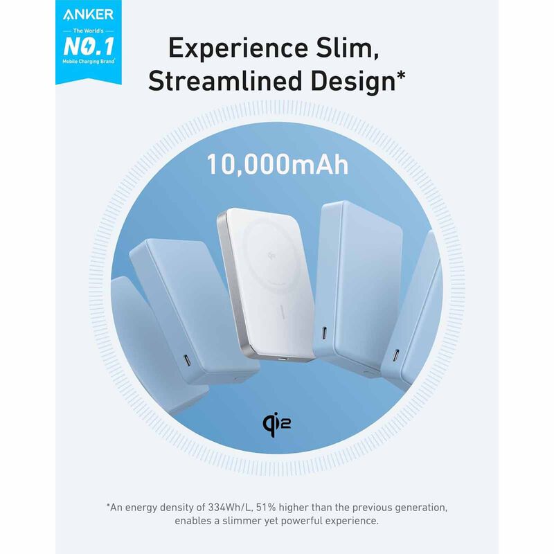 ANKER Maggo Powerbank Slim Qi2 10k White A1664H21-image 4