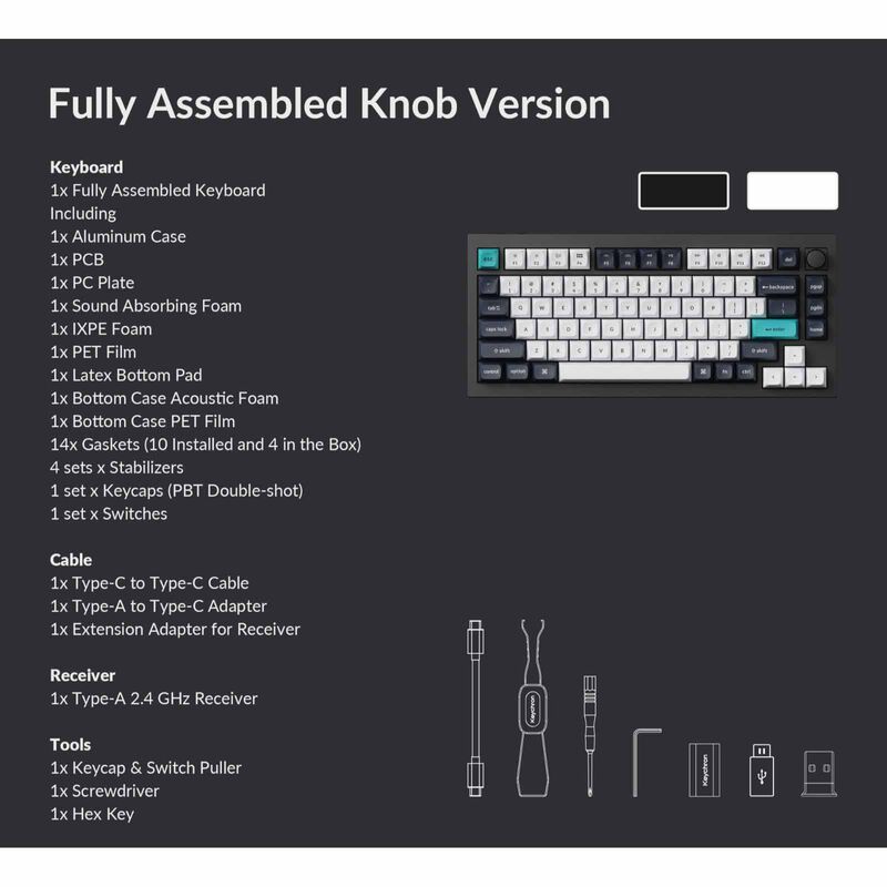 KEYCHRON Keychron Q1 Max 75% 81key, Carbon Black, Knob, Red Switch, Rgb Hot-swap Gateron Jupiter Switch KYCN-Q1M-M1-image 8