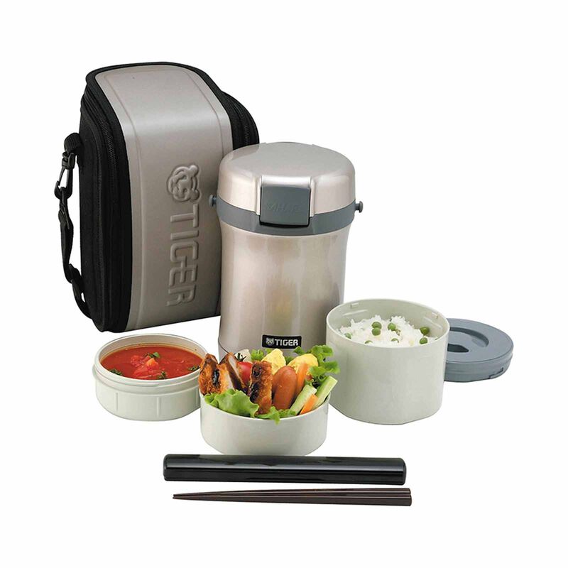 TIGER 1.7lt Lunch Box With Bag (warm Sliver) LWU-B170 (SE)-image 1