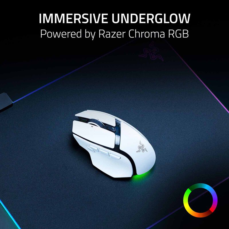 RAZER Basilisk V4 Hyperspeed - Ergonomic Wireless Gaming Mouse - White Edition RZ01-05680200-R3M1-image 9