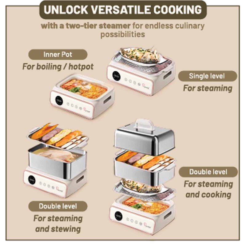 LA GOURMET 2 Tier Multi Food Steamer LGELMS417299-image 3