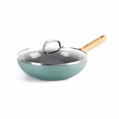 GREENPAN Mayflower 28cm Wok With Lid - Smokey Sky Blue GPMF667766