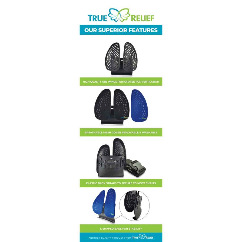 TRUE RELIE Double Wing Back & Lumbar Support (relaxing Black) TRDWBLRBLK-image 4