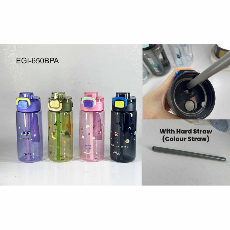 EPLAS Candy Crush One-touch Open Water Bottle With Prints (650ml) - Green/dino EGI-650-image 3