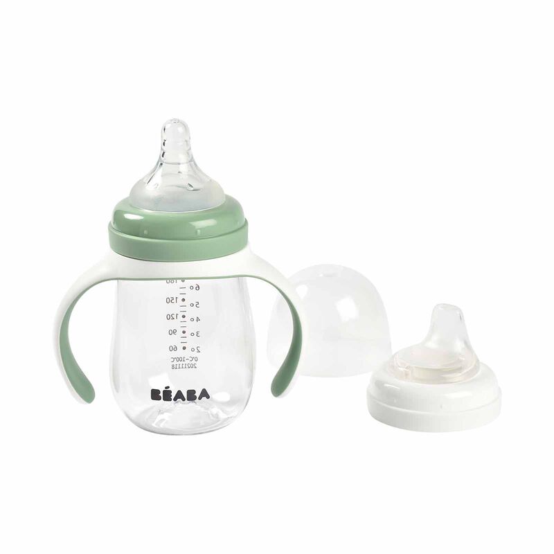 BEABA To Sippy Learning Cup 210ml - Sage (online) 2 IN 1 BOTTLE-image 3