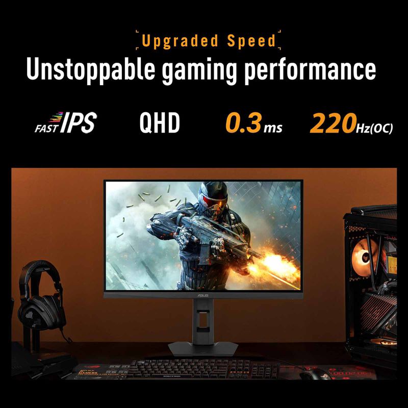 ASUS 27in Tuf Gaming Qhd 220hz Ips Height Adj Gaming Monitor VG27AQL5F-image 11