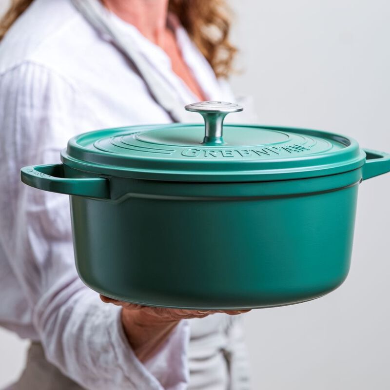 GREENPAN Featherweights 28cm Ceramic Non-stick Casserole Pot With Lid - Artichoke Green GPFW004917-image 3