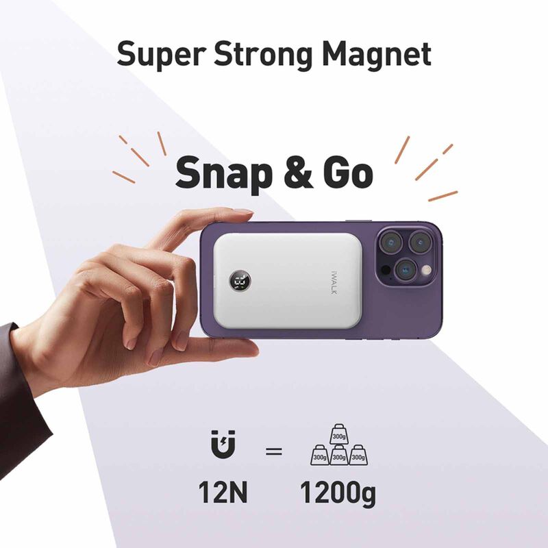IWALK Powergrip Slim Magnetic Wireless Powerbank 5000mah For Iphone White MXB008-002A-image 4