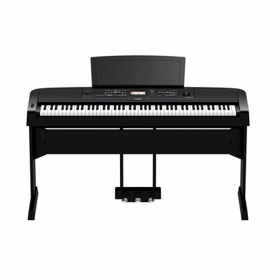 YAMAHA Digital Piano (black) Set With Bench Bc-108bk, Stand L-300, Pedal Unit Lp-1 And Adaptor Pa-30 DGX-670B W/ BENCH