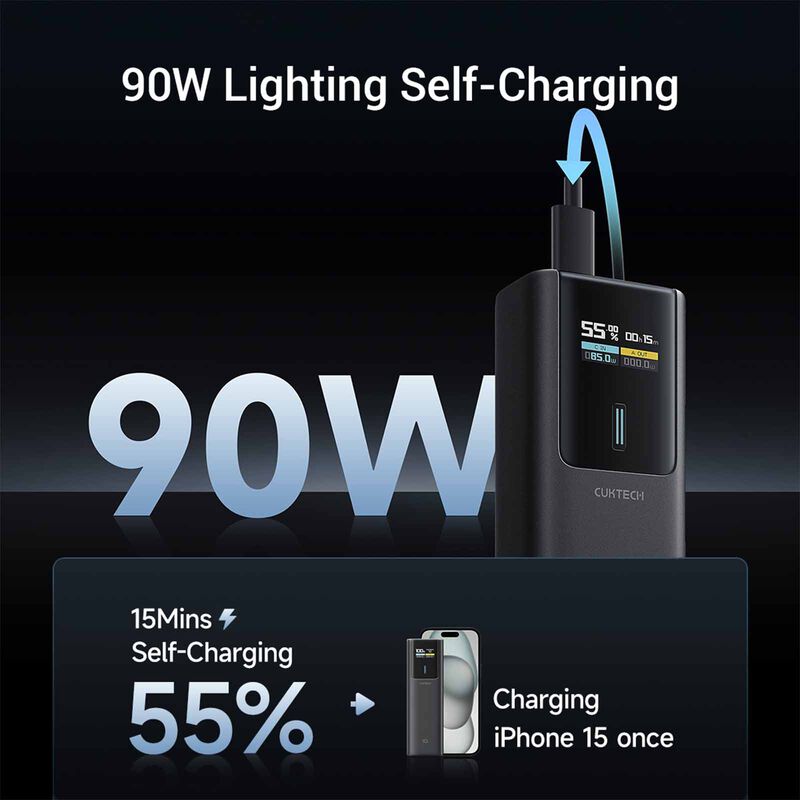 CUKTECH Powerbank 10000mah Pd 150w - Black CKPB100PCNNB-image 3