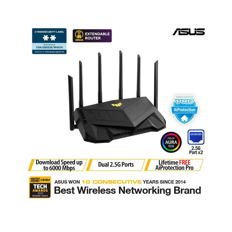 ASUS Wifi 6 Gaming Router TUF-AX6000 DUAL BAND-image 1