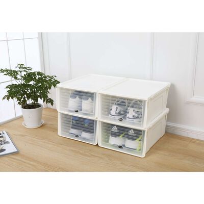 HOUZE Sliding Lid 'mens' Shoe Box (pack Of 4) MS-2349-WHITE