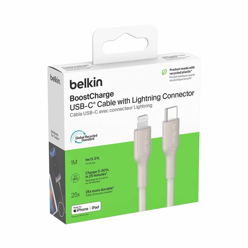 BELKIN Usb-c - Lightning Cable, Pcr, 1m, Sand CAA021FQ1MSD-image 4