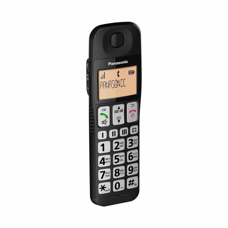 PANASONIC Single Dect Phone Amber Backlit Display (black) KX-TGE110CXB-image 2