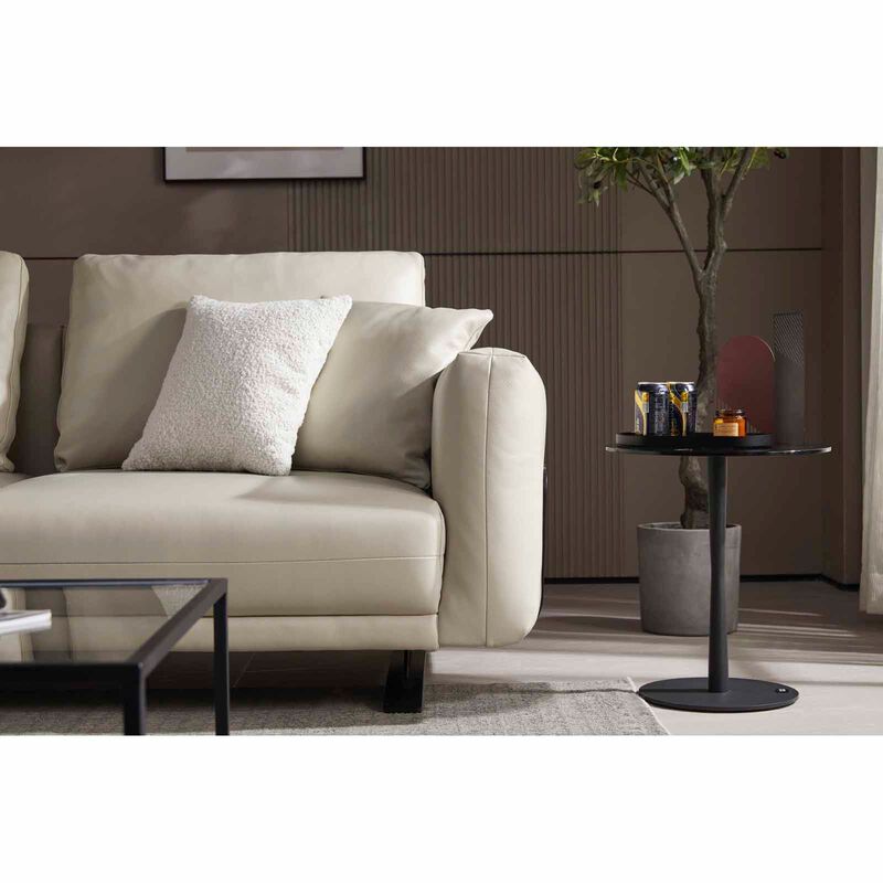 MUZE L Shaped-e Recliner (fl) Lt Pebble Full Leather Sofa ZELMIRA-image 15