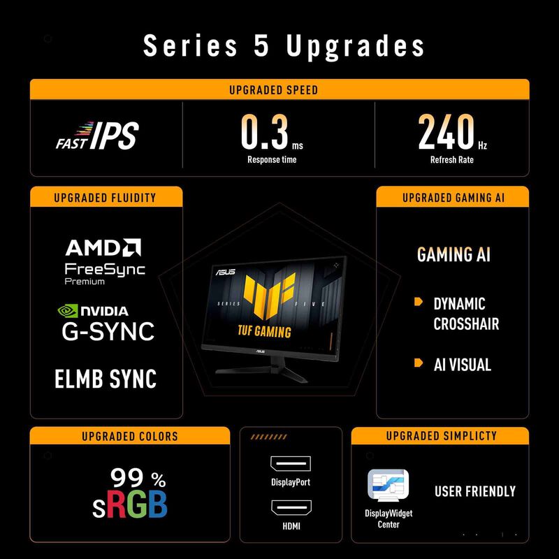 ASUS 27in Tuf Gaming Fhd 240hz Gaming Monitor VG279QM5A-image 5