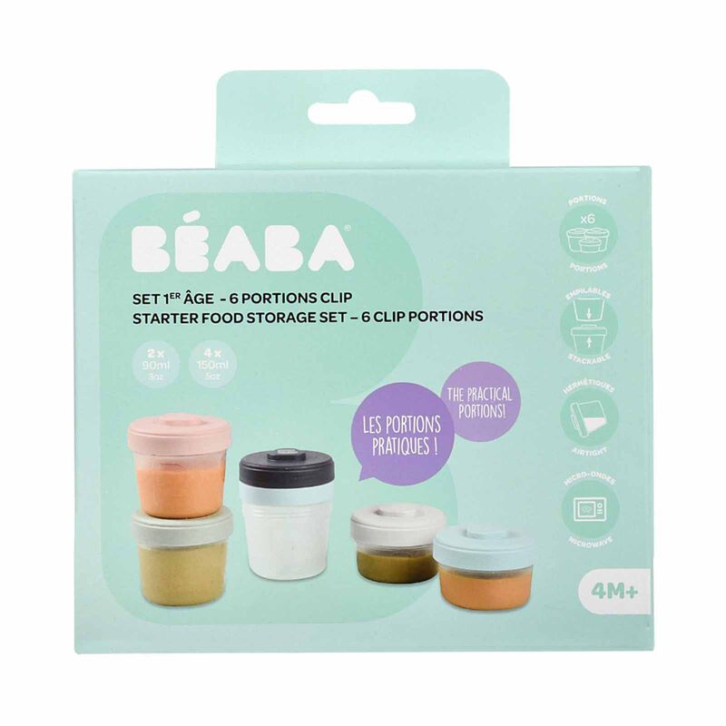 BEABA Food Storage Starter Set 90ml/150ml - Eucalyptus (online) CLIP PORTIONS-image 3