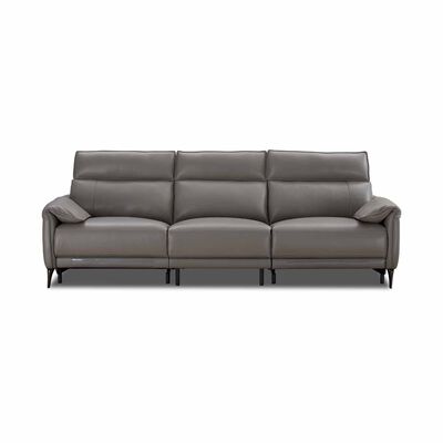 MUZE 3rr Seater (fl) Cat B Grey Full Leather Sofa MAUDE