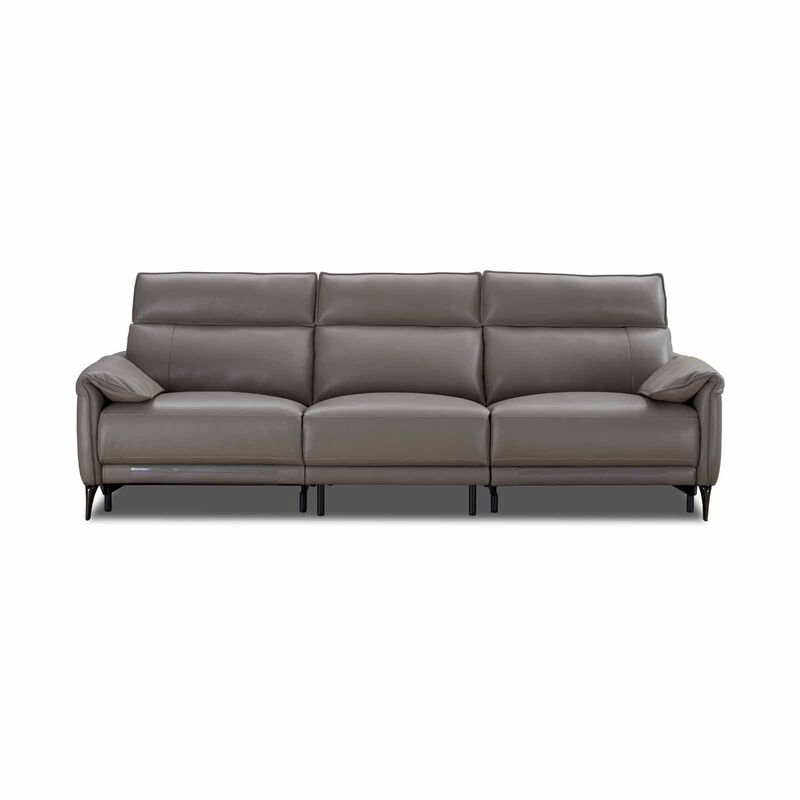 MUZE 3rr Seater (fl) Cat B Grey Full Leather Sofa MAUDE-image 1