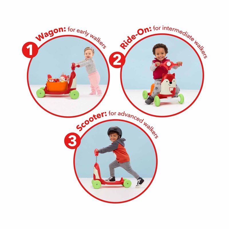 SKIP HOP Zoo Ride On 3 In 1 Scooter - Fox SH184350-image 4