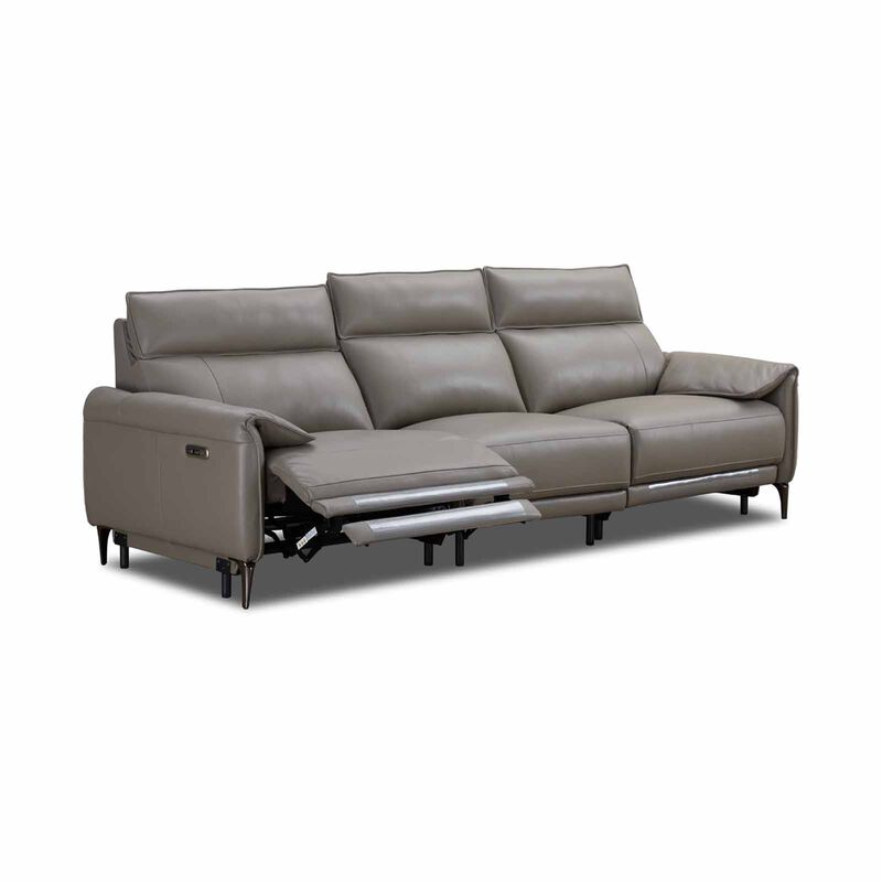 MUZE 3rr Seater (fl) Cat B Grey Full Leather Sofa MAUDE-image 4