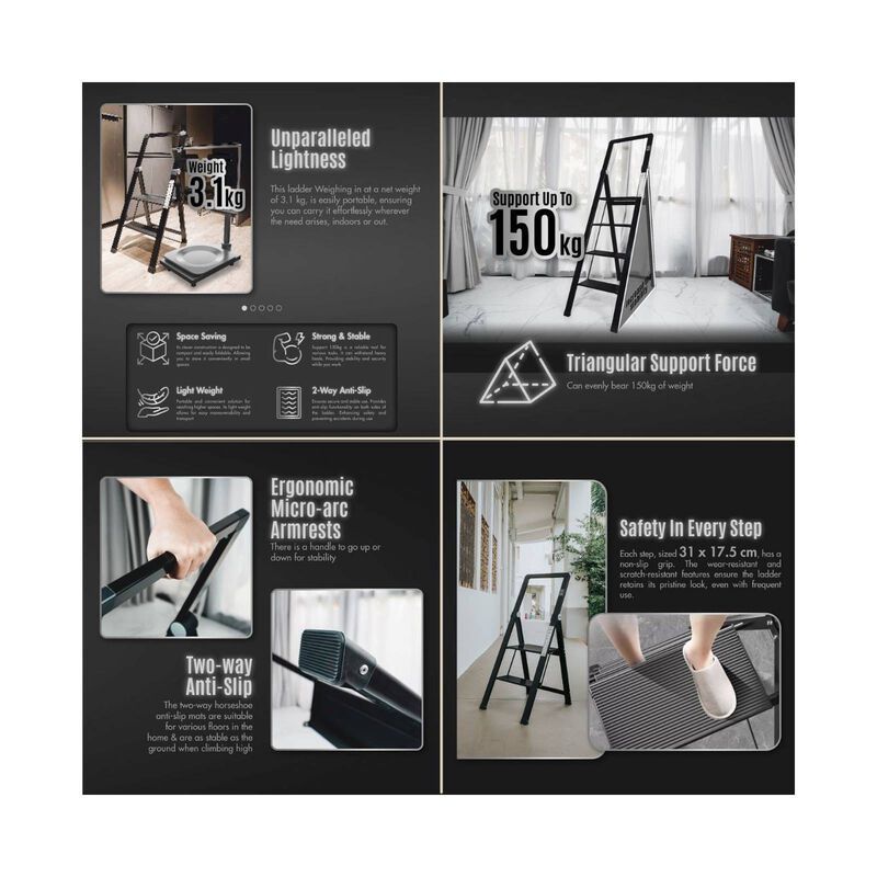 HOUZE Slim Aluminium 4 Tier Ladder DY-8214-image 3