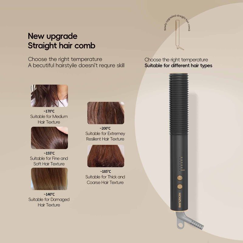 KOIZUMI Silk Straight Hot Iron Comb - Black KHR-G650/KD-image 5