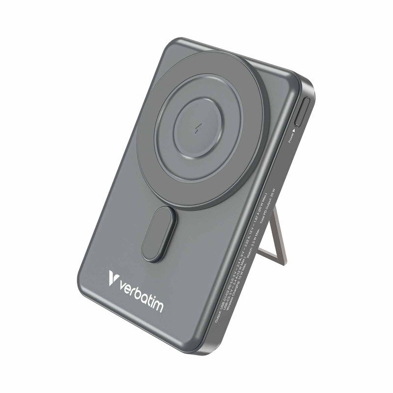 VERBATIM Powerbank Magnetic Wireless Charge 10000mah 2 X C Stand Grey VM32254-image 4