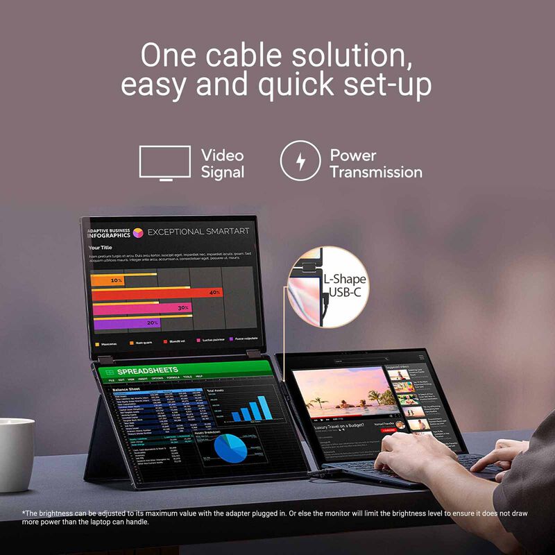 ASUS 14in Zenscreen Duo Wuxga Foldable Portable Monitor MB14FCD-image 8