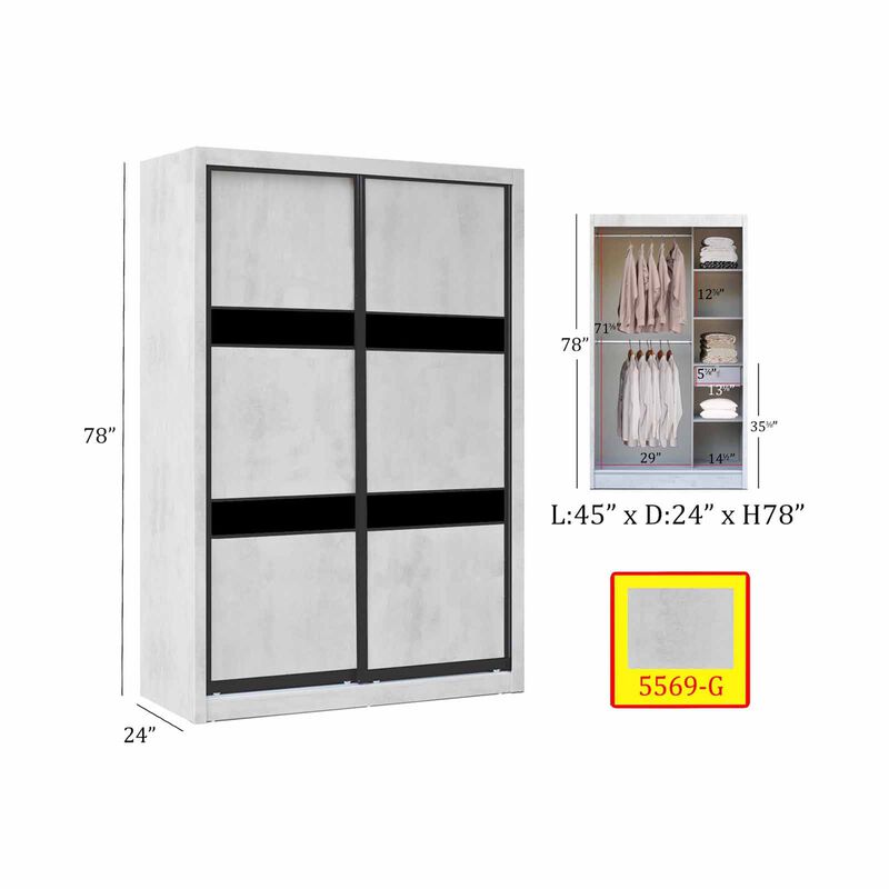 SMARTBOX 2 Door Sliding Wardrobe (grey-42) LUCCA-image 2