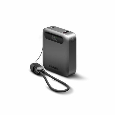 ENERGEA Compac Loop 10k, 10000mah Universal Powerbank With Usb-c Cable Strap - Gunmetal CP-LOOP10K-GUN-3C